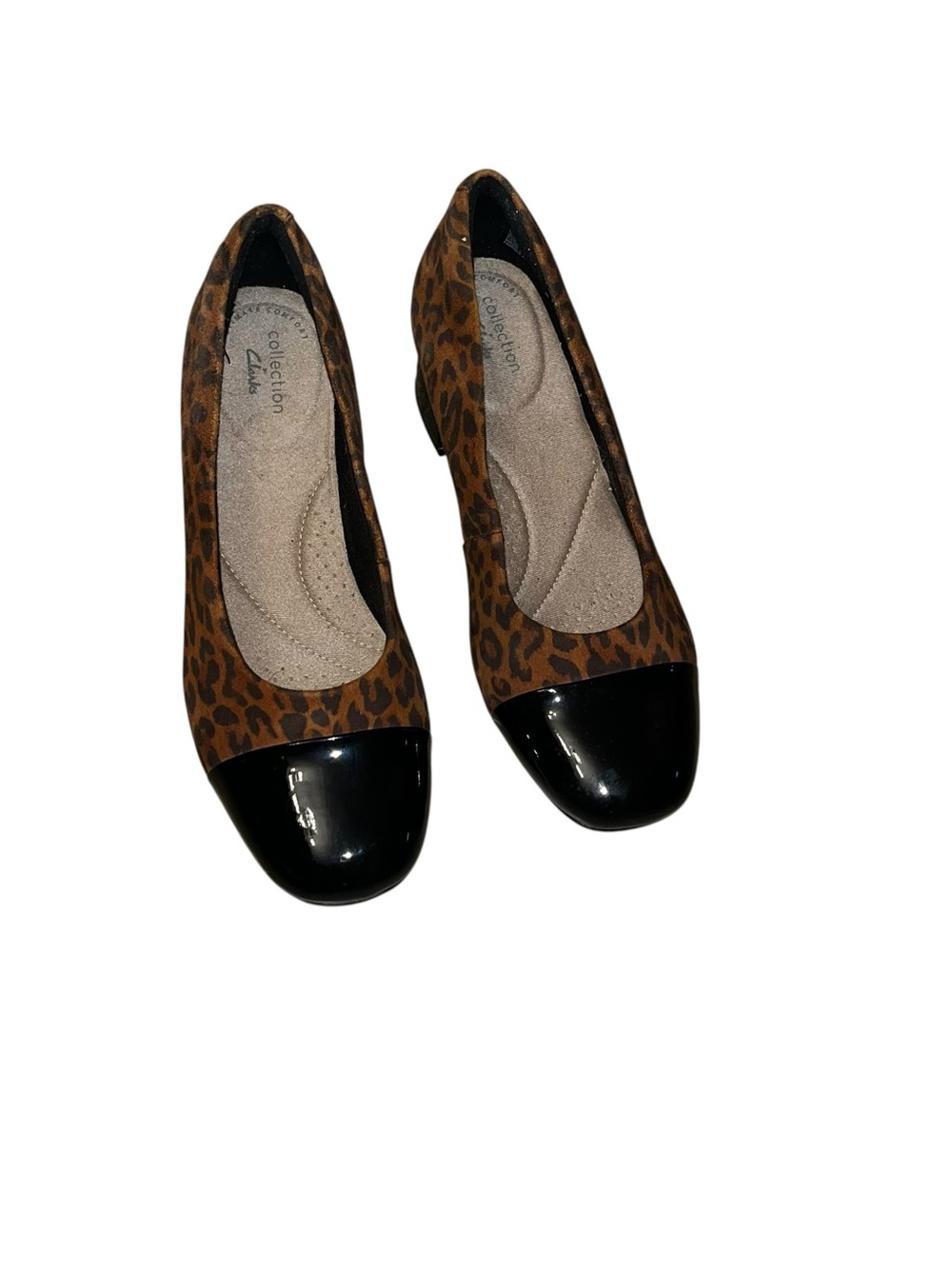Clarks animal print pumps block heels 6.5 Marilyn Sara cheetah